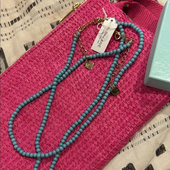 Park Lane Turquoise Necklace new cross beaded jewelry NWT beach blue pendant - Picture 4 of 5